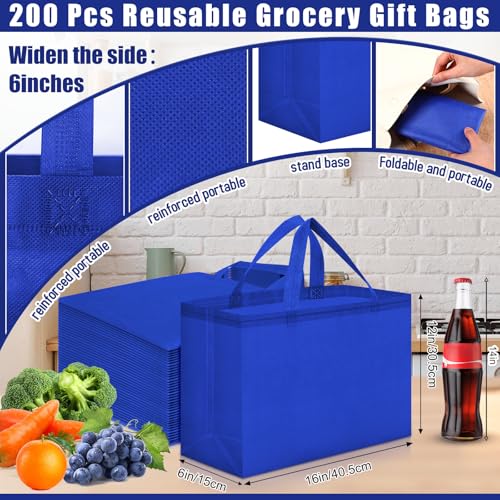 Windyun 100 Pcs Reusable Grocery Bags Large Shopping Tote Bulk, Royal Blue - color: Royal Blue