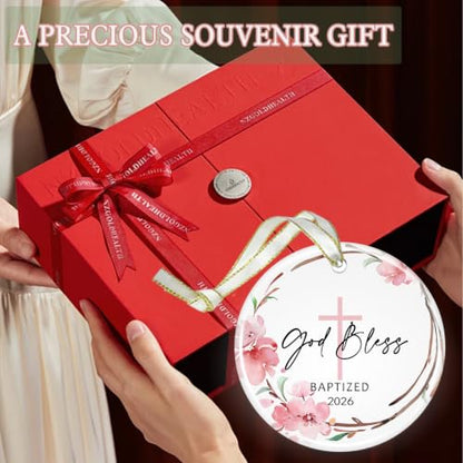 Baptism Gifts for Girls, God Bless Cross Ornament - color: Color2
