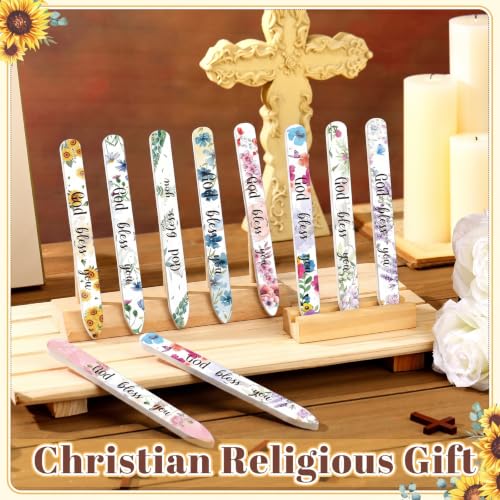 10 Pack Floral Scripture Christian Glass Nail File with Case - style: Christian
