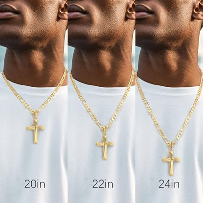 Cross Necklace 14K Gold Cross Necklace for Men - color: gold-24inch
