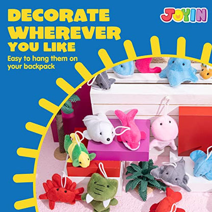 JOYIN 24 Pcs Mini Sea Animal Plush Toys (24 Units 2"-3"), Stuffed Sea Animal Bulk for Kids Birthday Party Favors, Pinata Fillers, Goodie Bag Fillers, School Prizes,Carnival Party Supplies - style: Sea Animals