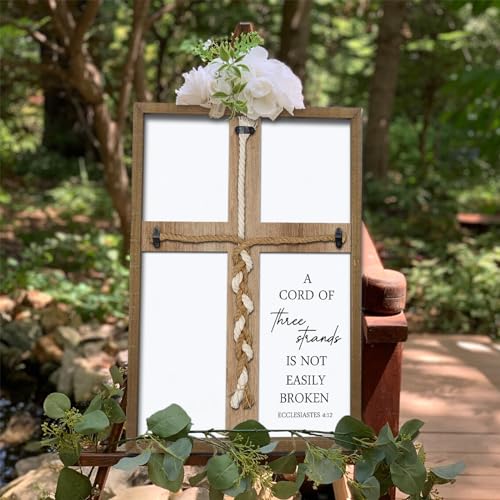 Surfapans A Cord of Three Strands Wedding Sign 15"X10" Wood Frame - color: Ecclesiastes 4:9-12 Wood, size: 15"L x 10"W