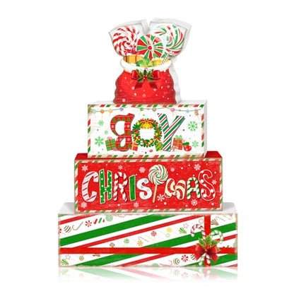 Britimes Tiered Tray Decor Set, 4 Pack, Wooden Table Sign, Candy Christmas - style: Christmas Gifts & Candy