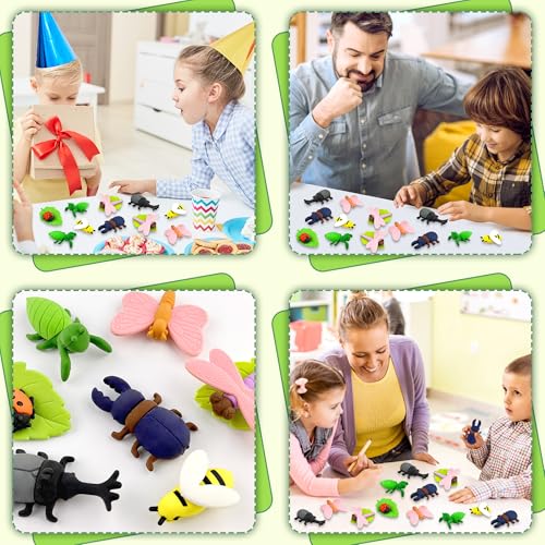 35 pcs Insect Erasers for Kids Desk Pet,3D Take Apart Butterfly Erasers for Kids Classroom Prizes, Class Treasure Box,Game Rewards,Party Favors - color: Insect-35