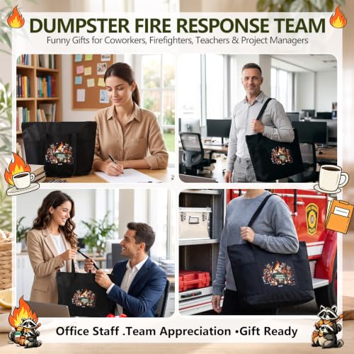 Paterr 10 Pcs Dumpster Fire Response Team Tote Bags Bulk with Pocket Zipper - color: Black, size: Dumpster Fire