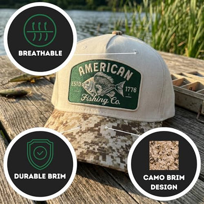 Trucker Hats for Men – Snapback Embroidered Design, Adjustable Fit – Funny Golf Hats, Fishing & Casual Wear - color: American Fishing Co