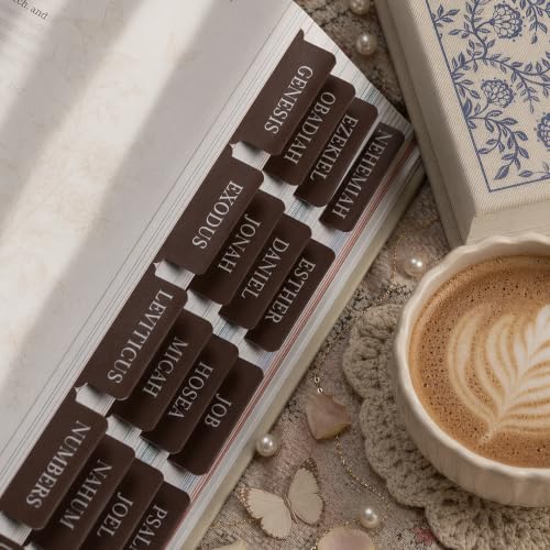 UPAFEXXI-Laminated Bible Tabs with Book Summaries, Bible Study Supplies - color: Summaries Brown2