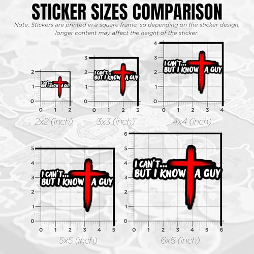 (3Pcs-3") I Can't But I Know A Guy Sticker Jesus Cross Funny Christian Catholic Religious Faith Waterproof Die-Cut Vinyl Sticker for Laptop Water Bottle Hard Hat Decal Stuff Gift for Her Him 3 Inches - size: 3 Inches