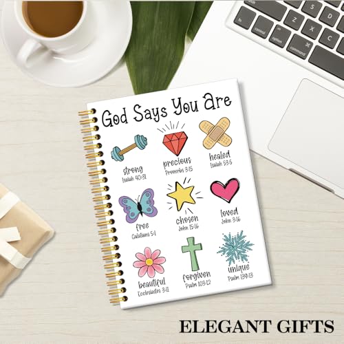 ERHACHAIJIA God Says You are Lined Spiral Notebook for Women Girls Daughter - color: White-red-yellow