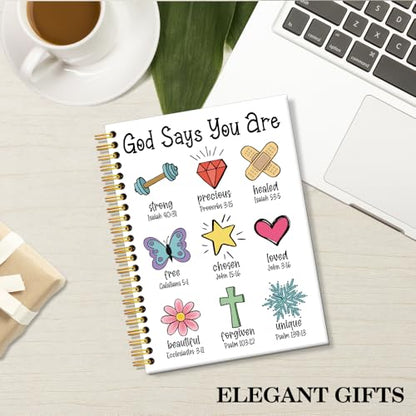 ERHACHAIJIA God Says You are Lined Spiral Notebook for Women Girls Daughter - color: White-red-yellow