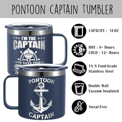 14 Oz Boating Tumbler – Captain & Boat Owner Gift, Nautical Accessories for Men, Pontoon Boater Gift, Funny Boat Lover Drinkware - color: Captain Always Right