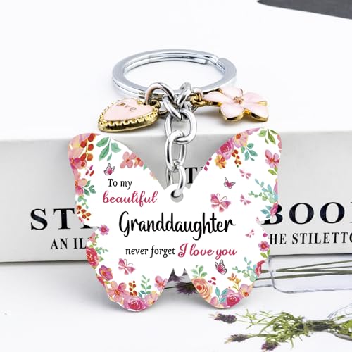 OEHEDOU Butterfly Gifts Keychain For Women Men Family Members Memorial Gift - color: Pink