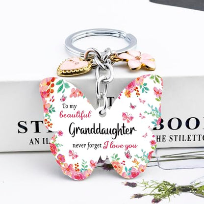 OEHEDOU Butterfly Gifts Keychain For Women Men Family Members Memorial Gift - color: Pink