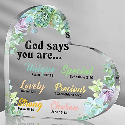 Chunful Christian Gift Women Heart Paperweight Scripture Decor, Flower - style: Flower