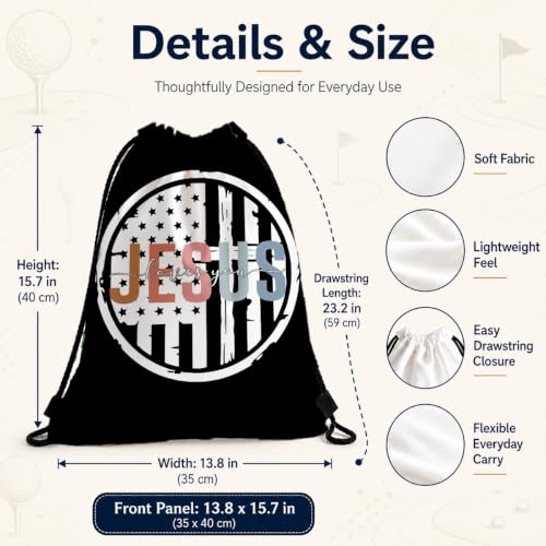 Christian Bag for Women Men, Religious Drawstring Bags - Jesus Loves You, Lightweight Foldable Drawstring Backpacks for Church visit, Sports, Travel, Practical Party Favors 090