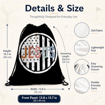Christian Bag for Women Men, Religious Drawstring Bags - Jesus Loves You, Lightweight Foldable Drawstring Backpacks for Church visit, Sports, Travel, Practical Party Favors 090