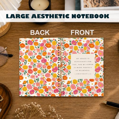 Floral Christian Bible Verse Notebook for Women 5.5x8.3 - color: Floral Christian