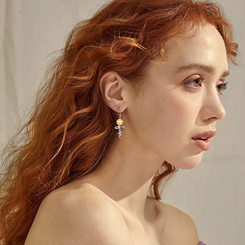 POPLYKE Faith Cross Flower Stud Earrings for Women Sterling Silver Dangle Earring Jewelry Gifts for Women Mom Wife - style: 1-faith