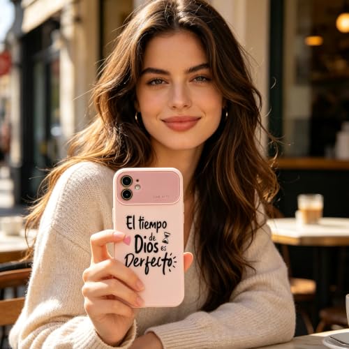 for iPhone 17 Pro Max Case God's Timing is Perfect Spanish Bible Verse Phone Case, Full Camera Lens Protection, Shockproof Drop Resistant Durable Cover (Pink, iPhone 12) - color: pink, size: iPhone 12