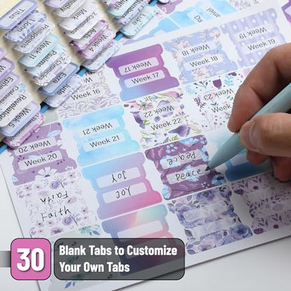 Mr. Pen- Laminated Bible Tabs, 120 pcs, Easy-to-Read & Apply - color: Lavender Breeze