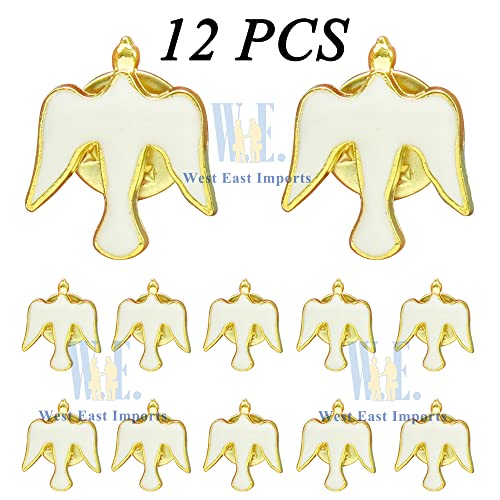 12 Pcs Holy Spirit Lapel Pin, Enamel Dove Confirmation Favors - color: White