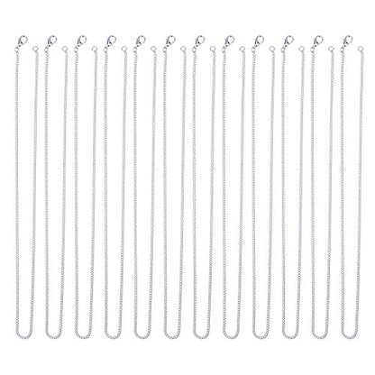Outus 12 Pack Silver Link Chain Necklaces W/Lobster Clasp, 18 Inch - size: 18 Inch