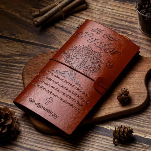 Pastor Gifts, Pastors Appreciation Gifts 7pcs Set For Men, 20oz Tumbler Leather Journal Cards Signs Pen Bookmark for Christian Christmas Birthday Retirement Anniversary - style: Pastor