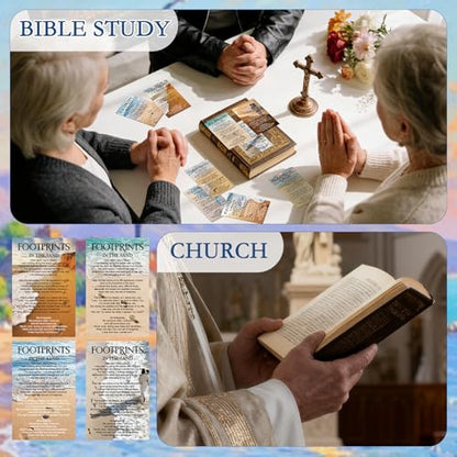 Footprints In The Sand Gospel Tract Card 240Pcs Plan of Salvation Cards Bible Verse Pocket Holy Postcards Inspirational Gospel Tracts Prayer Bookmarks Christian Gift for Women Men Church - color: Footprints In The Sand