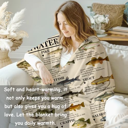 Freshwater Game Fish Blanket Gifts for Women Dad - color: Fish, size: 50"x60"