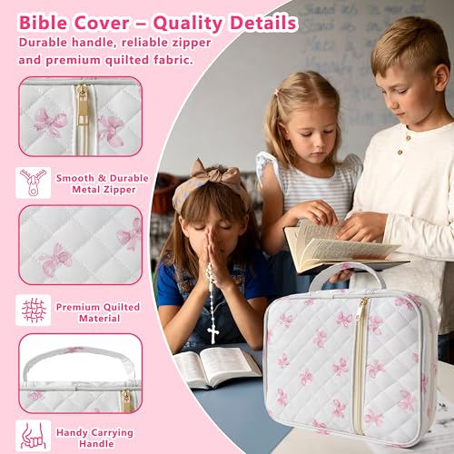 Bible Cover for Women (Pink Bow, Large) - color: A3 Pink Bow
