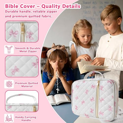 Bible Cover for Women (Pink Bow, Large) - color: A3 Pink Bow