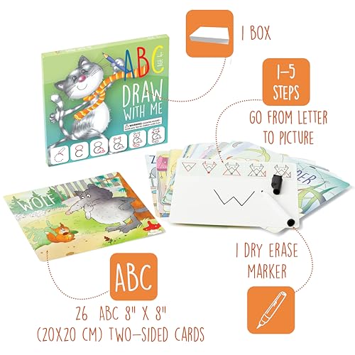 ABC Draw with Me 2-Pack – Learn to Draw ABC & Letter Tracing Cards Ages 3-6 - size: Medium (Pack of 2)
