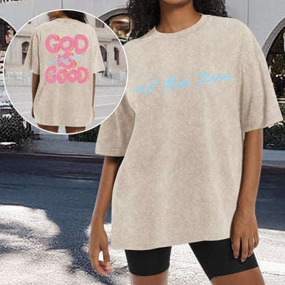 Christian Shirts for Women God is Good All The Time Graphic Shirt Faith Religious Tees Inspirational Bible Verse Top - color: Apricot, size: XX-Large