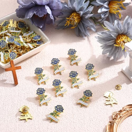 Misdary Funeral Favors Guest Memorial Rose Pin - color: Blue