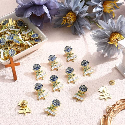 Misdary Funeral Favors Guest Memorial Rose Pin - color: Blue