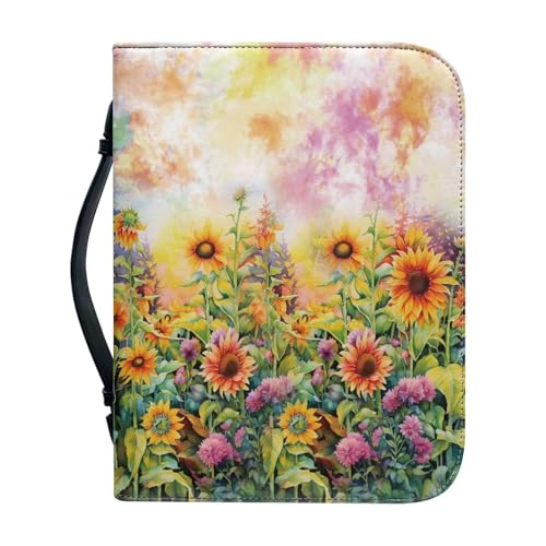 Bible Cover for Women Bible Tote Bag Durable Carrying Book Case Church Bag for Bible Accessories Zipper And Pockets for Standard Size Bible-size：XL - color: flower, size: XL （11.22-7.99in）