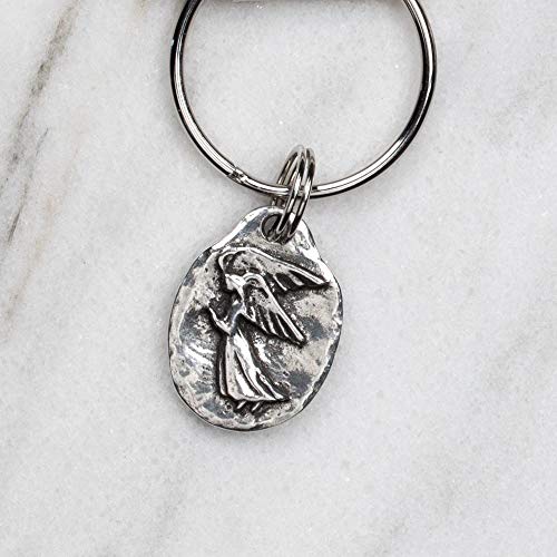 DANFORTH Guardian Angel Keyring | Pewter Keychain Handcrafted in USA