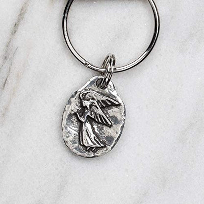 DANFORTH Guardian Angel Keyring | Pewter Keychain Handcrafted in USA