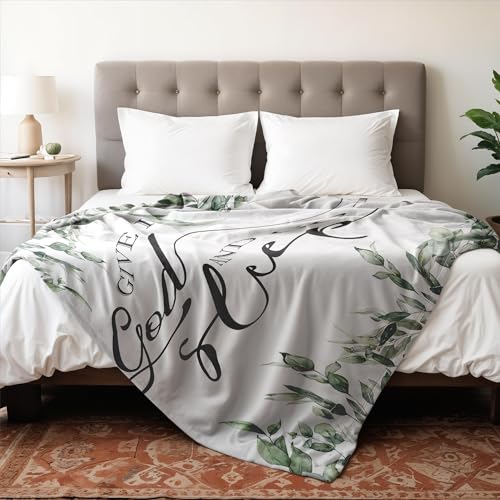 Christian Bible Verse Blanket, Christian Gifts for Women Men, Give It to God and Go to Sleep Religious Scripture Throw Blankets for Home Bedroom Living Room Couch Sofa, 50x60 Inches - color: Give It to God