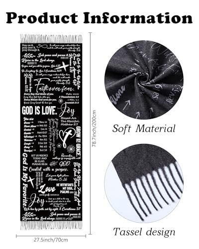 Prayer Shawls for Women Inspirational Scripture Scarf Wrap - color: Black