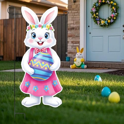 12 x 28 Inches Easter Bunny Garden Flag – Double-Sided Vertical Spring Yard Flag with Cute Bunny & Egg Design for Outdoor Garden, Porch, Lawn, and Easter Decorations