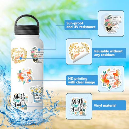 100Pcs Jesus Christian Stickers Pack.Waterproof Inspirational Bible Verses Stickers for Scrapbook Water Bottles Laptop Notebook,Christian Decals Gifts for Teens Adults - color: 100 - Bible Quotes