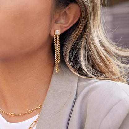 Gold Dangle Earrings for Women，Tassel Hoop Earrings with Charms - color: G
