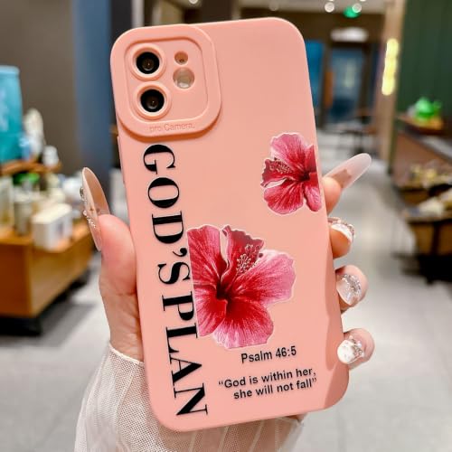 God's Plan Phone Case for iPhone 11 Case, Bible Verse with Flower Pattern Design, Soft TPU Shockproof Protective Cover for Girls Women-Pink - color: Pink, size: iPhone 11