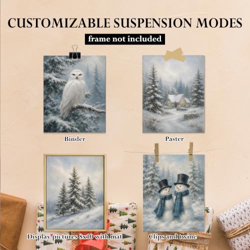 DOFQZ Rustic Christmas Tree Winter Scene Wall Art Prints 8x10 Set of 4 - color: 42Child, size: 8*10