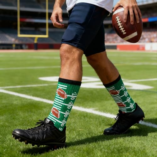 Christian Soccer Socks-Moisture-Wicking, Faith Prayer Football Anti-Slip Grip Cross Symbol&Bible Verse Youth 6-13 - color: Green