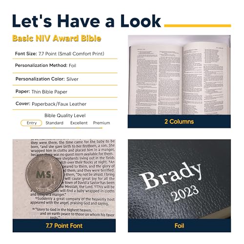 Personalized NIV Small Print Bible for Adults, Name Imprint, Standard Size - color: Black, style: New International Version