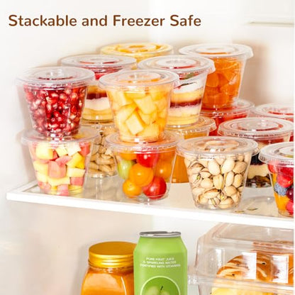 9oz Clear Plastic Cups with Flat Lids No Hole (50 Sets) - size: 9 oz-50Sets