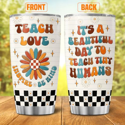 Teacher Appreciation Gift for Women, Inspire Teach Love Be Kind Design 20oz Stainless Steel Insulated Tumbler, Retro Floral Cup for Coffee Tea Water, Cute Back to School Travel Mug - color: Teacher Life W6