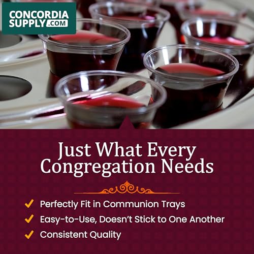 Concordia Supply Communion Cups and Unleavened Communion Bread - 1-3/8" Recyclable Hard Plastic Cups (1000 Count) & 1/2" Altar Bread (1000 Count), Made in USA, Ideal for Church Holy Communion Services